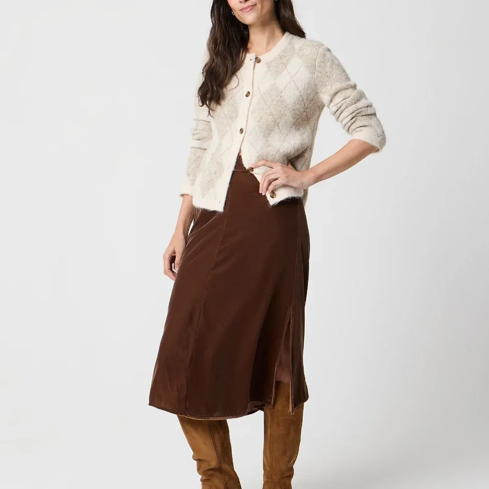 J. Crew Cubeb Berry Velvet Pull-On Midi Skirt/NWT/M - Picture 1 of 14